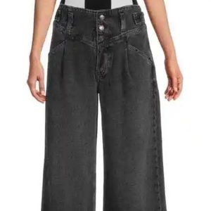 NWT We the Free Care Fp Super Sweeper High Rise Wide Leg Pant Black Size S